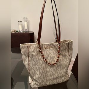 Michael Kors purse. Over the shoulder.